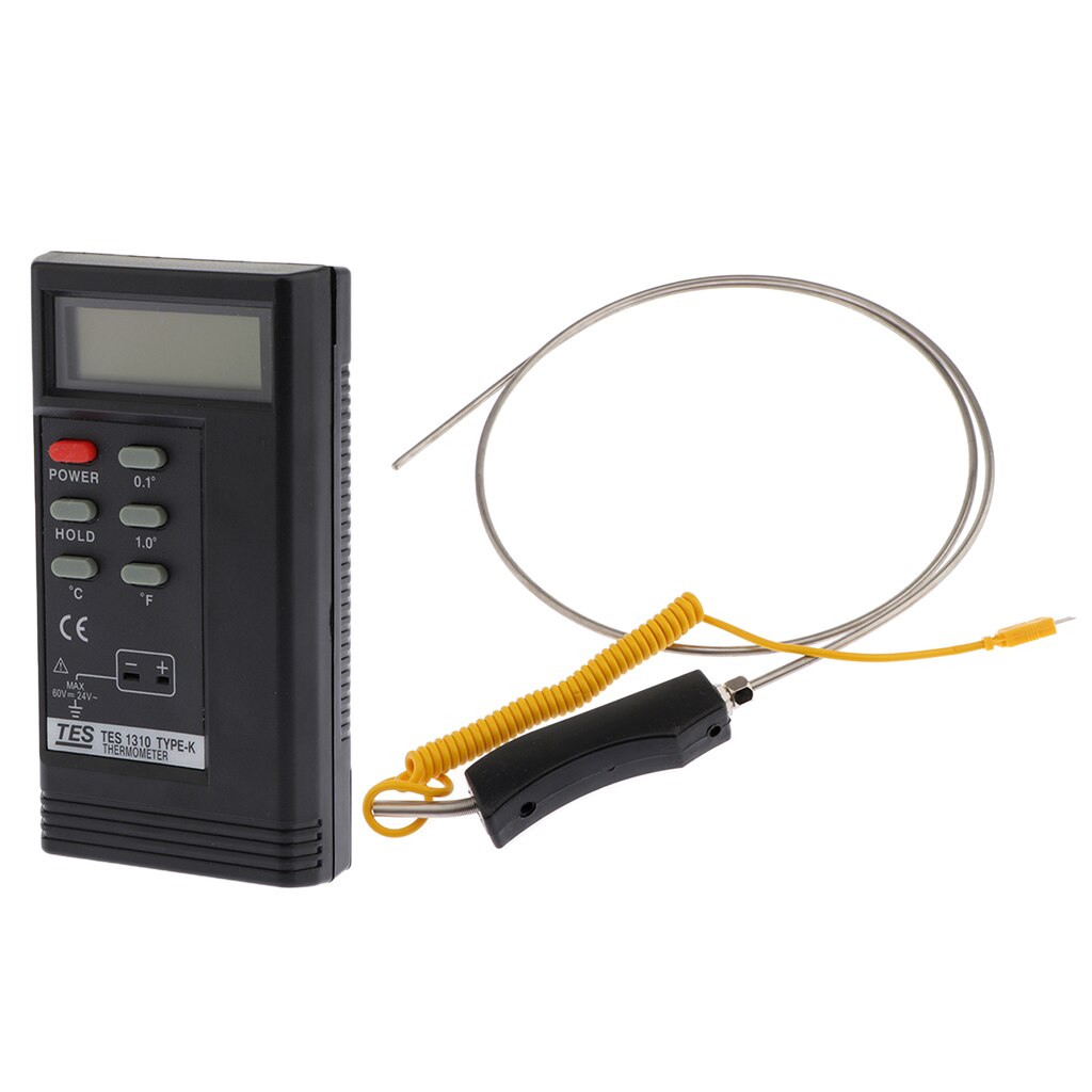 Digital Thermometer Pocket LCD + K-Type Thermocouple Temperature Probe, Stainless Steel Probe In Temperature Range 0-1300