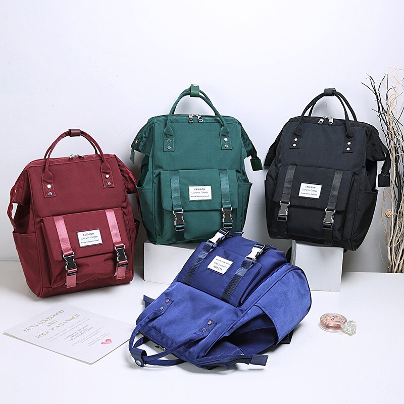 Mochila de náilon feminina, mochila escolar para mulheres, adolescentes, bolsa de viagem para cuidados com o bebê