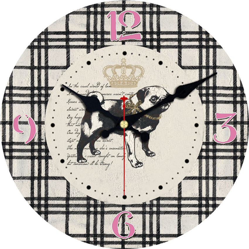 WONZOM Cute Cat Animal,Bread Wall Clocks,Vintage Dog Wall clock,Cow Wall Watches Home Decor,Kitchen Wall Clock: Puppy / 16inch(40cm)