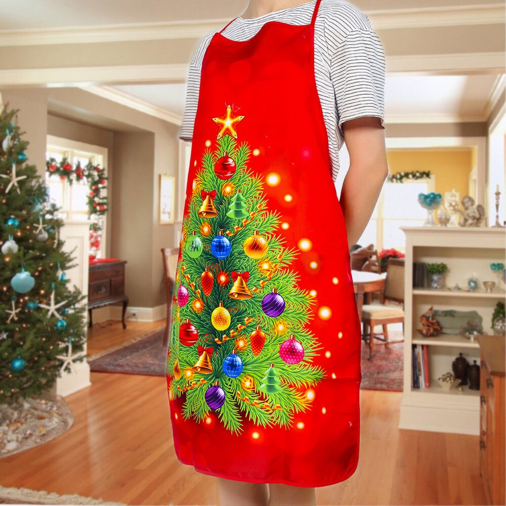 Christmas Aprons Adult Santa Claus Aprons Women and Men Dinner Party Decor Home Kitchen Cooking Baking Cleaning Apron