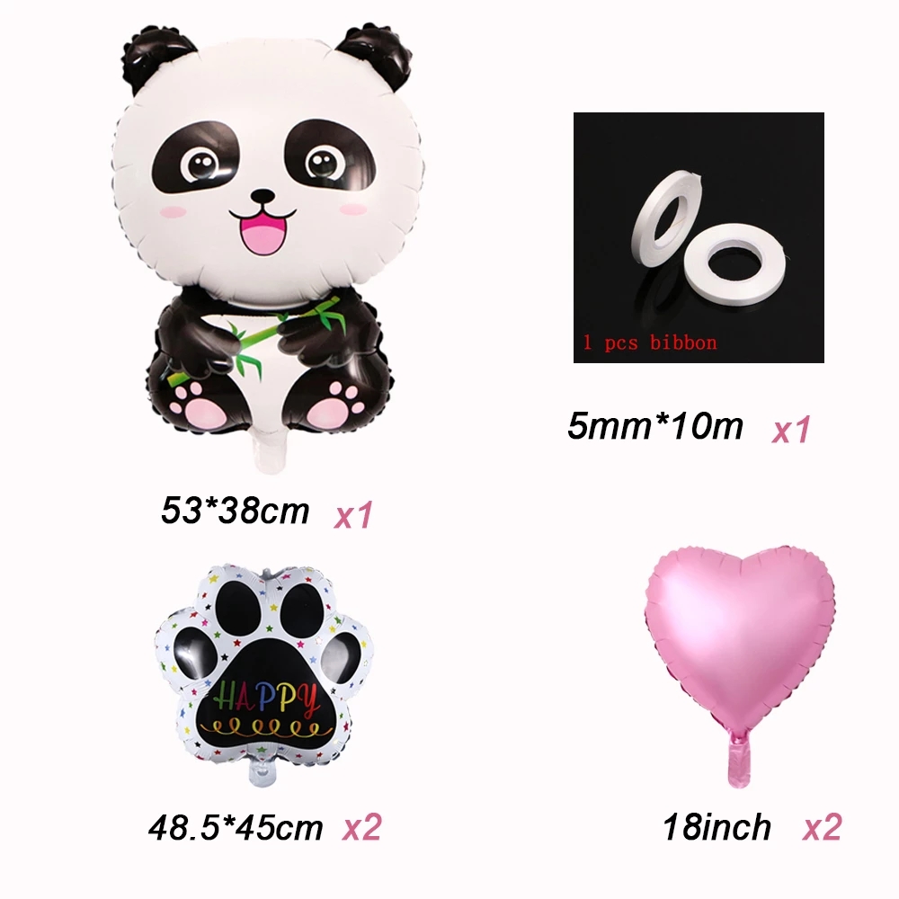 6Pcs Dieren Thema Cartoon Ballonnen Panda Folie Helium Panda Poot En Ster Hart Ballons Verjaardag Baby Shower Decoratie Kids speelgoed