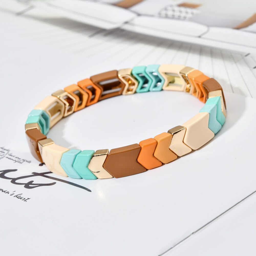 Bohemian Summer Bracelet Handmade Friendship Stackable Enamel Tile Bracelets Bangles Luxury Jewelry for women