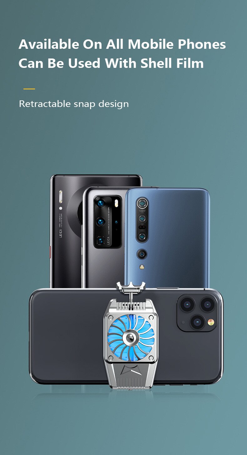 Em estoque portátil refrigerado a ar ventilador de refrigeração h15 1.5m cabo usb alimentado telefone ventilador de refrigeração caso do telefone móvel refrigerador radiador