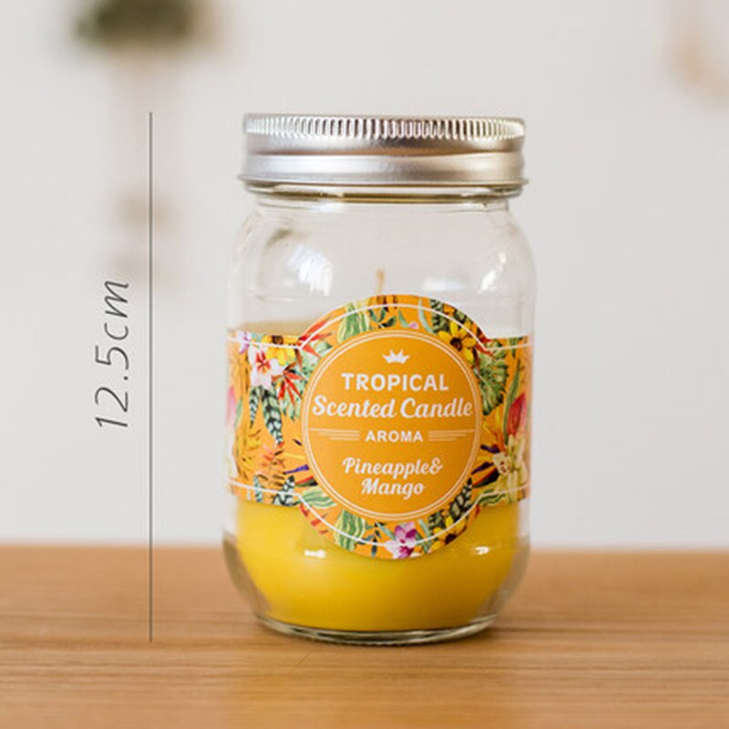 Anlage Glas Öl Kerze Aroma Romantische Kerze Rauchfreien Tasse Krug Party Wachs Geburtstag Duft Kerzen Startseite Dekoration QLB090: Ananas Mango