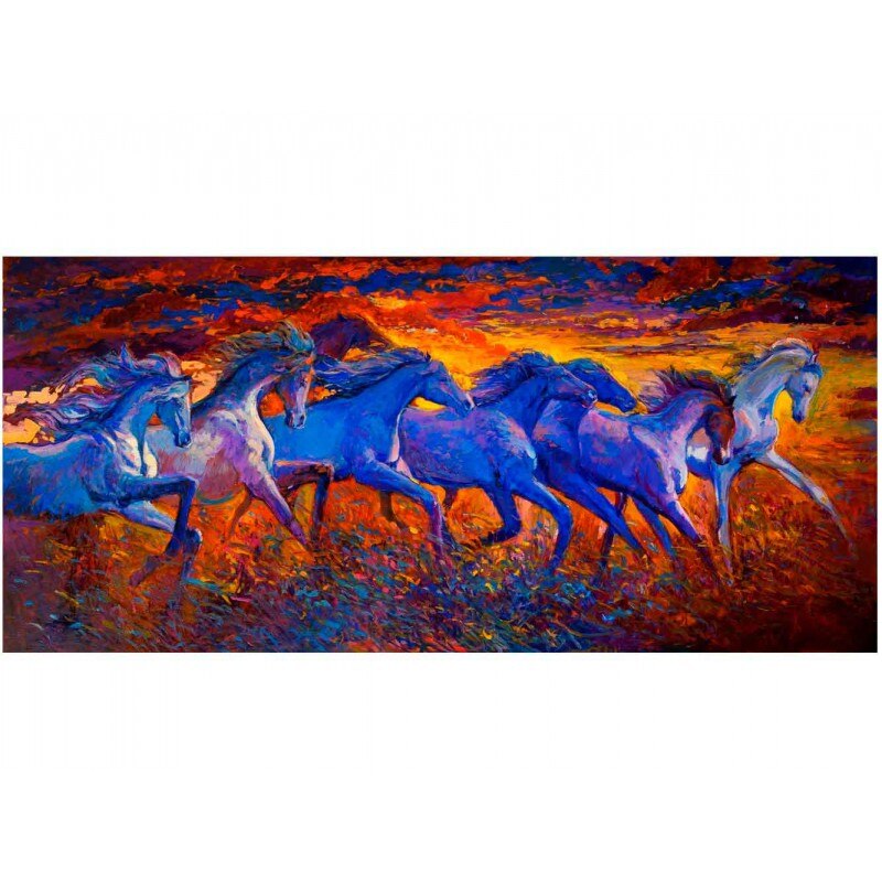 Tête de lit lit chevaux en huile
