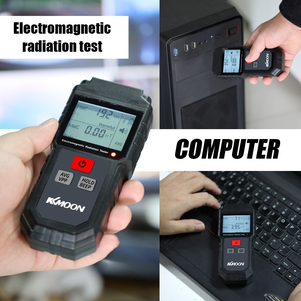 KKmoon Portable Handheld Digital LCD Electromagnetic Radiation Tester Electric Field Magnetic Field Dosimeter Detector