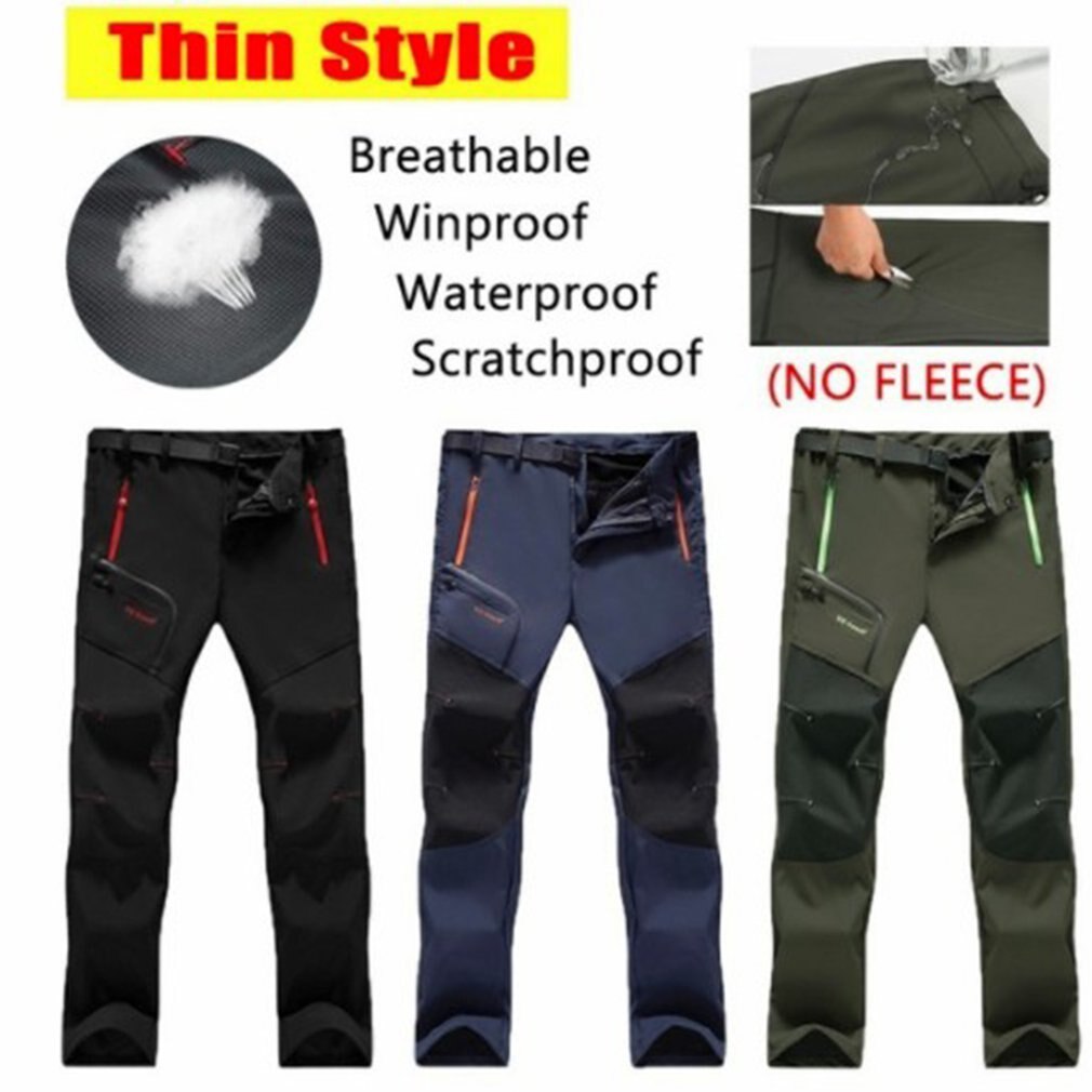 Winter Softshell Pants Warm Fleece Waterproof Trousers Outdoor Hiking Climbing Skiing Trousers Thin/Thick for Men Female