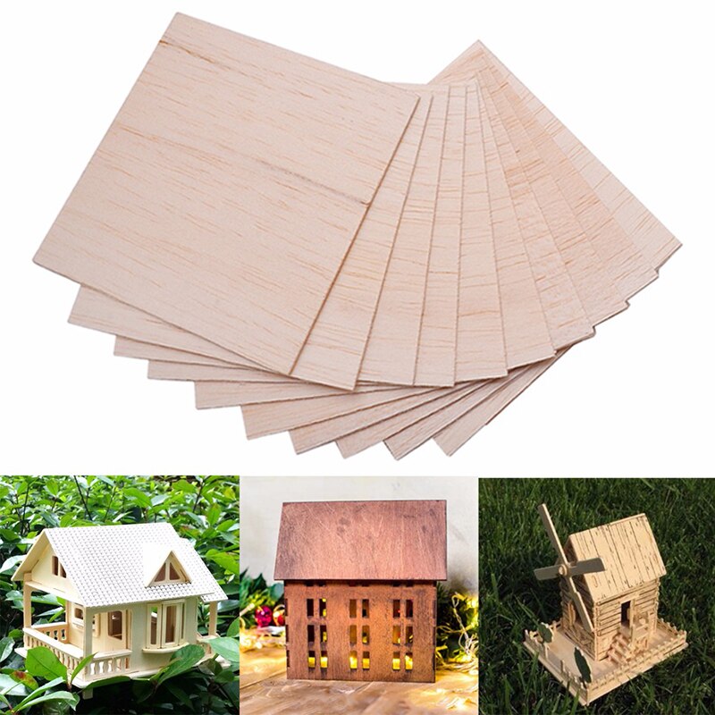 10 st träplatta modell balsa trä gör-det-själv hus fartyg flygplansdelar tillbehör 100 x 100 x 1.5mm