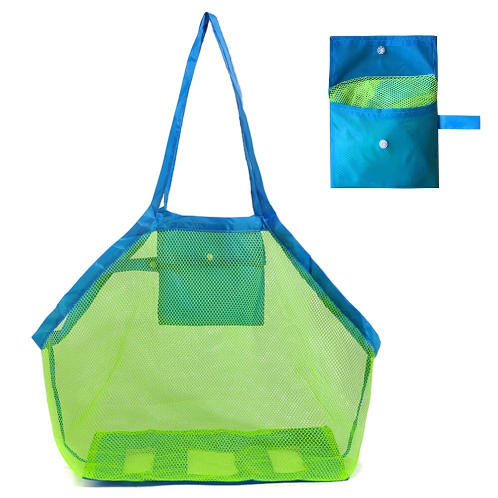 1pc sammenfoldelig strandtaske børn børn mesh opbevaringspose oxford klud strandlegetøjskurve opbevaringspose sand væk bære strandtasker: Farve 3