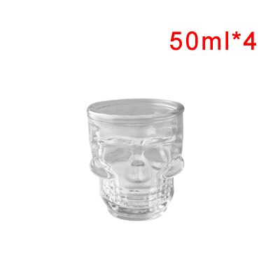 Crystal Glass Skull Head Shot Transparent Champagne Cocktails Beer Coffee Wine Bottle Cups Set Drinking Containers Tequila Cup: 4xcup 50ml