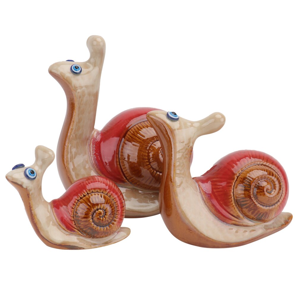 Adorno en forma de caracol para decoración de escritorio, cerámica artesanal, colores surtidos, 3 uds.
