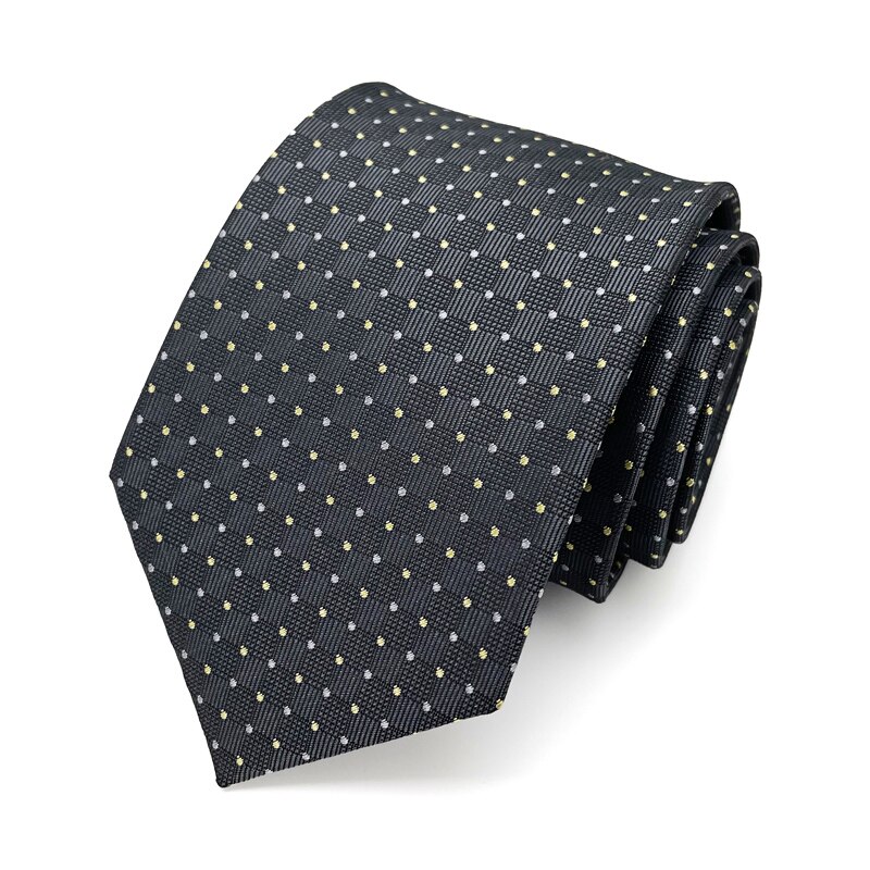 8 Cm Luxe Stropdas Voor Mannen Desiger Plaid Dot Mode-Business Stropdas Mannelijke Met Doos: GRAY