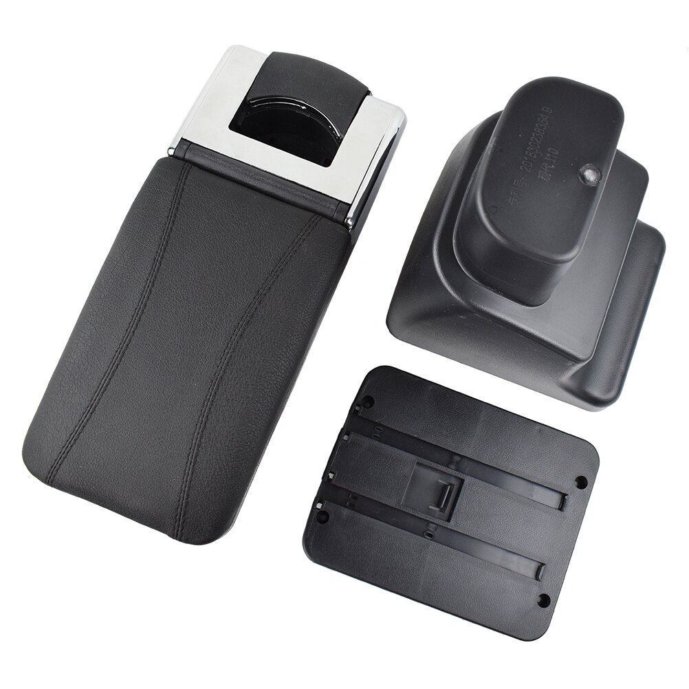 Voor Hyundai I10 2007 - Opbergdoos Armsteun Inhoud Arm Rest Draaibare Zwart Lederen Asbak