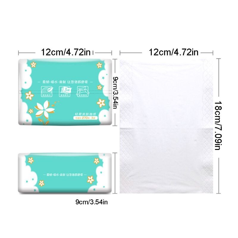 12PCS Silky Smooth Soft Premium 3-Ply Toilet Paper Kitchen Toilet Facial Tissues Soft Absorbent Tissues Paper Natural