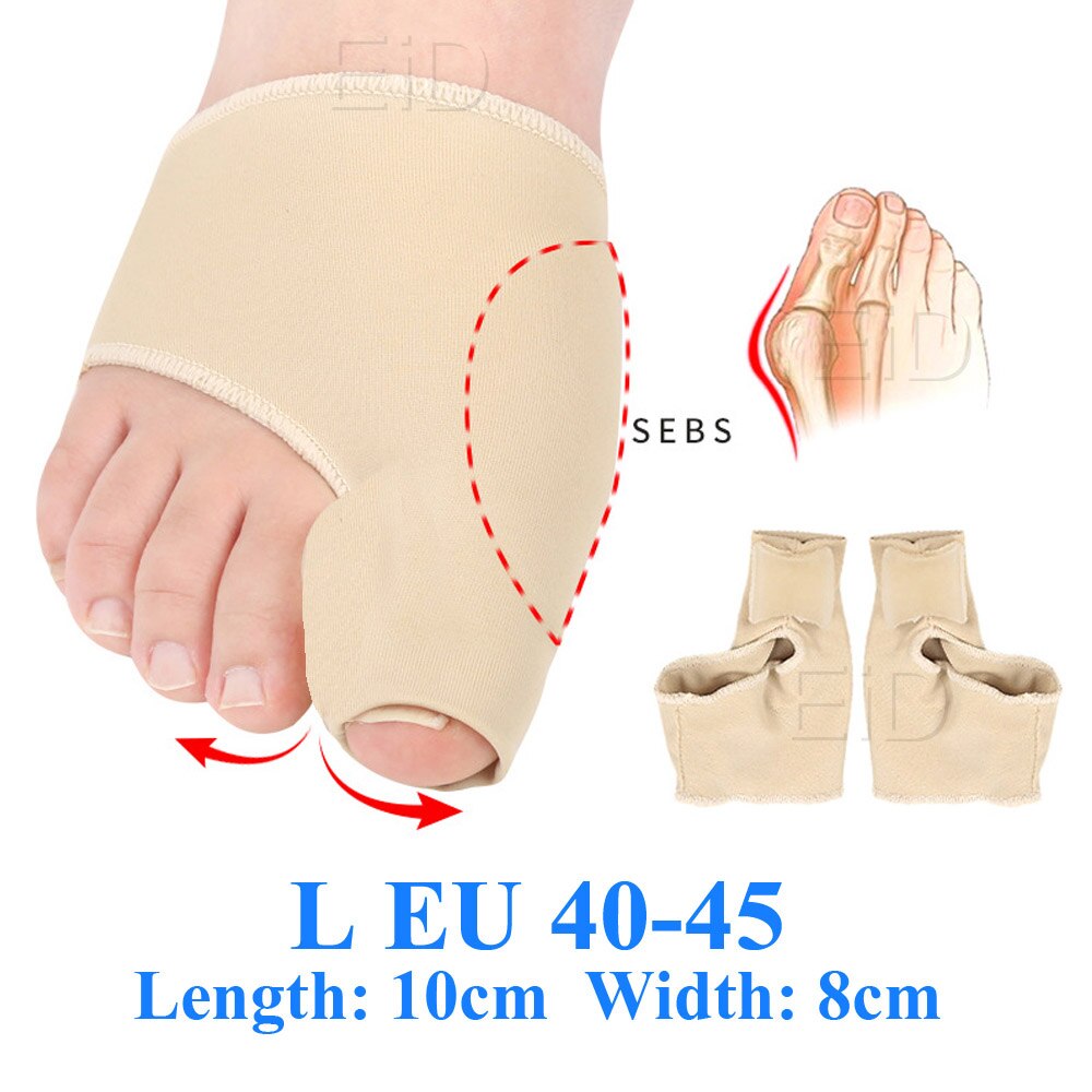 Mjukt ortotiskt skydd tårätare kuddar silikon tåavskiljare korrigerare tummen fötter vårdjusterare hallux valgus innersulor: L  eu 40-45