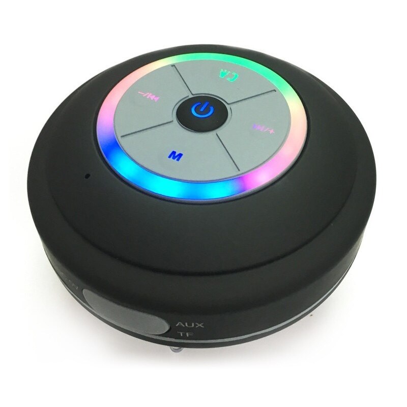 Dusche Bluetooth Lautsprecher Wasserdicht mit Saugnapf LED Licht FM Radio für samsung iphone xiaomi Auto Drahtlose Lautsprecher: Schwarz