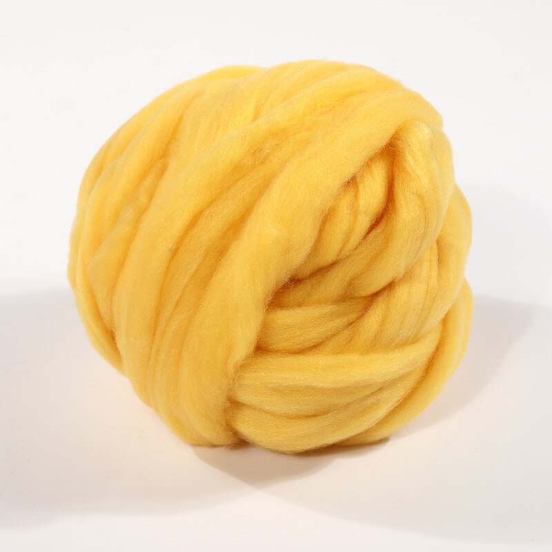 250g super tyk naturlig merinould chunky garn filt uld roving garn til spinding hånd strikning spin garn vinter varmt: 03 gule
