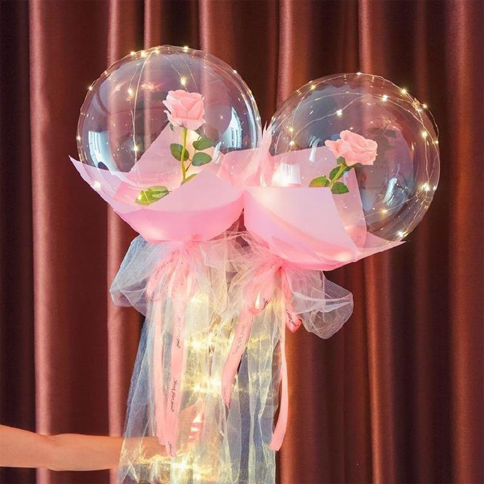 Led Ballon Rose Met Kolom Stand Lichtgevende Transparante Ballonnen Stand Led String Lichten Bruiloft Verjaardagsfeestje Decoratie # T1P