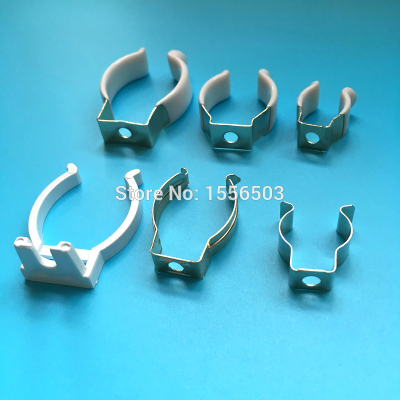 100 PCS T5 T8 T10 PVC Plastic U Clip Wedge Tube Lamp Base Holder Metal with White Cover Surface for LED Fluorescent Light