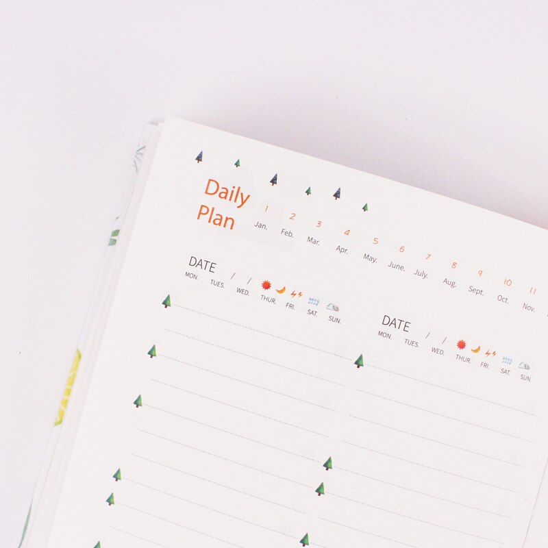 Cuaderno planificador de 365 días Agenda anual ilustración de página interior colorida Plan diario Registro Diario vida papelería