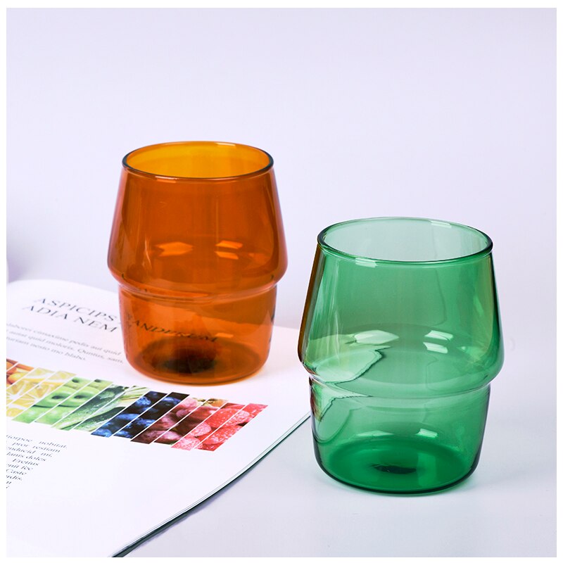 Fargerike Glassbeger - 101-200ml - Varmebestandig glass - Melk, Kaffe, Øl glass