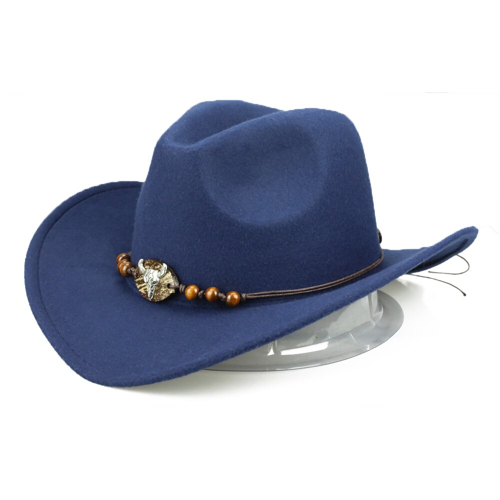Yy treperler okse cowboyhatter menn vestlig cowgirl lokk vinter varm bomull jazz trilby sombrero de vaquero cowboy  fd19059: marine okse cowboy