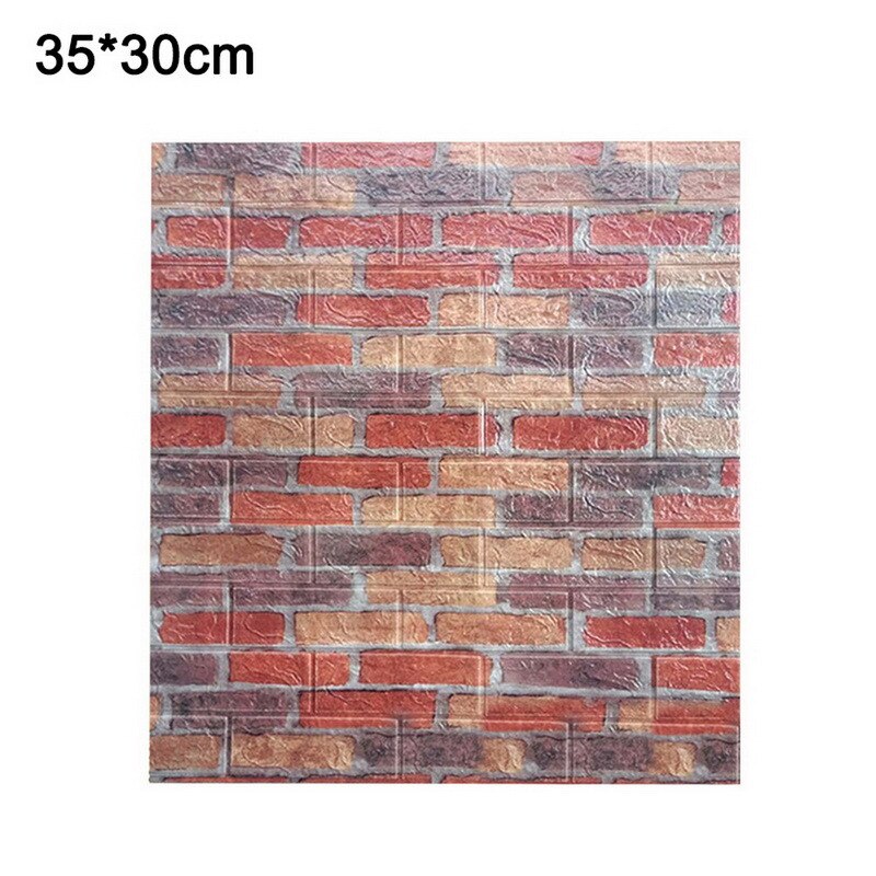 1pcs 3D Brick Wallpaper Waterproof Waterproof Contact Paper Doors For Living Room Bedroom Background Foam Wall Decoration: Roman brick color