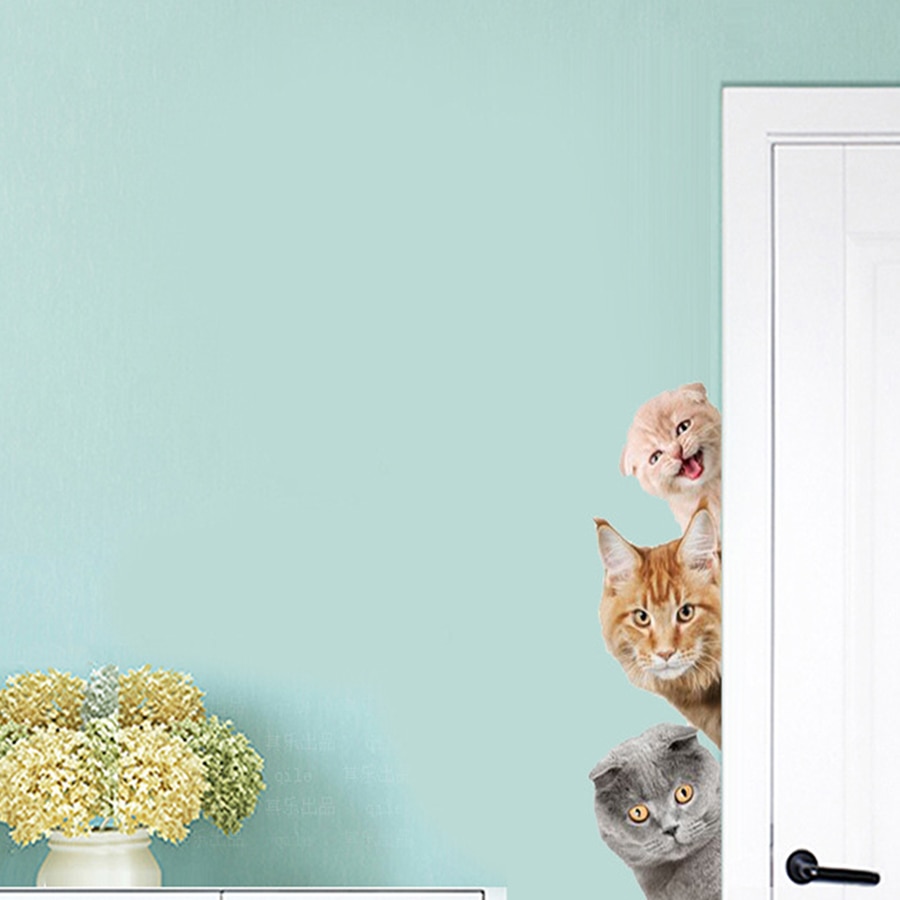Sjovt dyr kat hund 3d wallstickers babyværelse stue køkken boligindretning dør vinyl vægindretning køleskab tapet