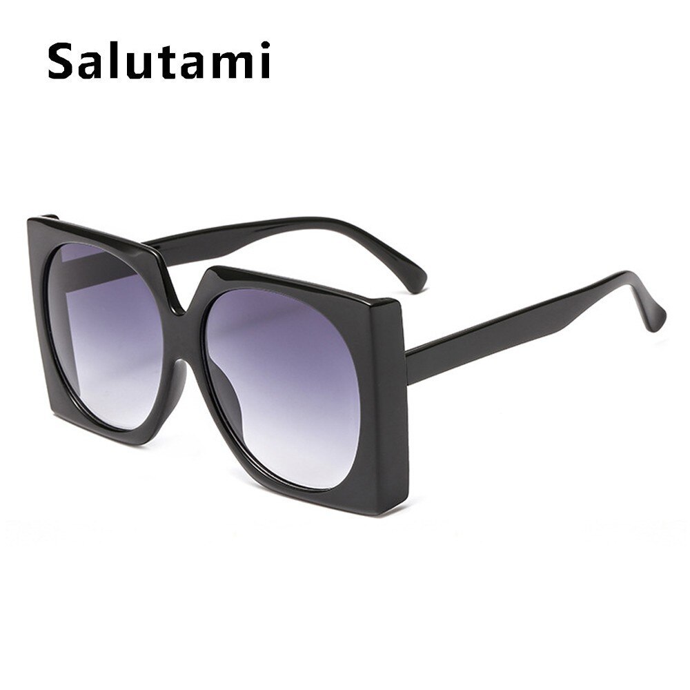 Sorte firkantede solbriller til kvinder mærke solbriller mænd ovseize vintage gradient nuancer dame  uv400 goggle