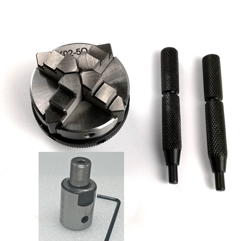 50mm Mini 4 Jaw Reversible Self-Centering M14 Thread Mount Lathe Chuck With Lock Rods K02-50+Chuck connecting rod DIY woodwork