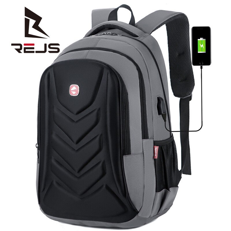 REJS LANGT Hard Shell School Backpacks with Charging 15.6 Inch Laptop Backpacks Men Waterproof Anti-Theft Geometric Bag