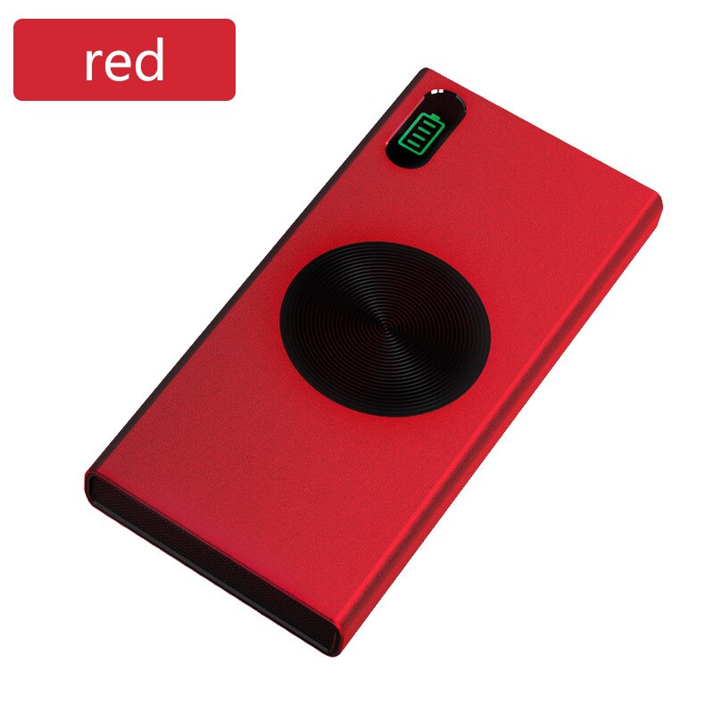 Batería Externa 10000mAh portátil con cargador inalámbrico 2.1A 18W carga rápida doble puertos USB: Rojo