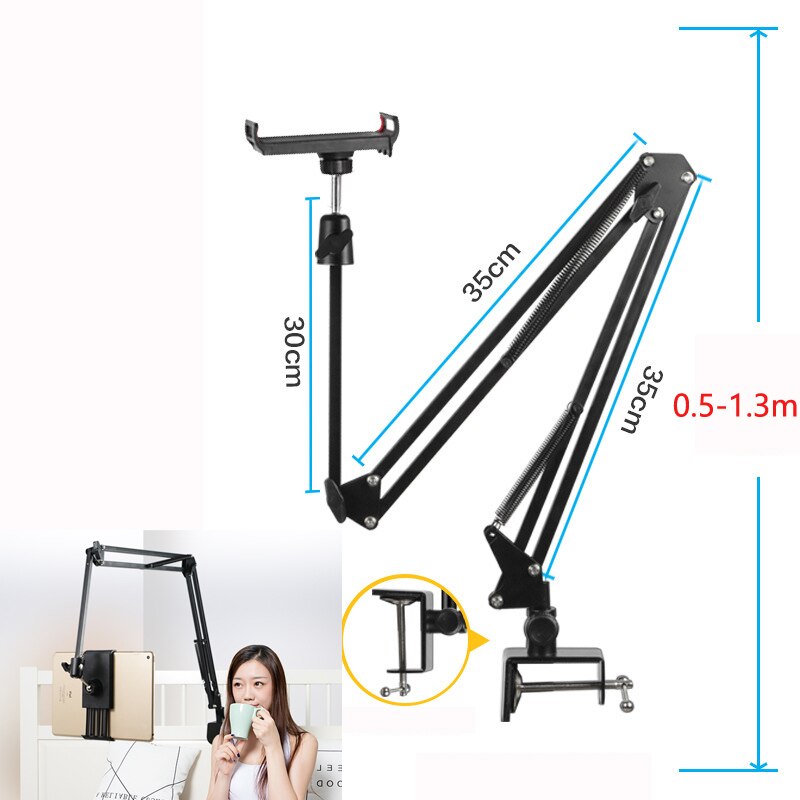 Soporte de tableta para Ipad en la cama, brazo largo Flexible de escritorio, giratorio de 360 grados para Iphone, ipad pro de 10,1 pulgadas: B-3D