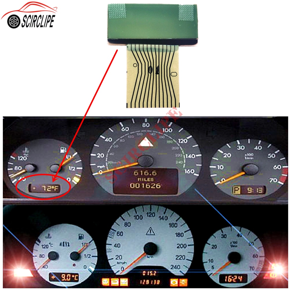 Auto Links Lcd-scherm Airco Informatie Display Met Lint Voor Mercedes Benz E-Klasse W210, clk-Klasse W208, Slk-Klasse R170 W202