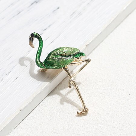 (Inklaring Verwerking) Elegante Dier Insect Broches Pins Bee Mier Flamingo Pauw Mannen Vrouwen Broche Voor Party: 1 green