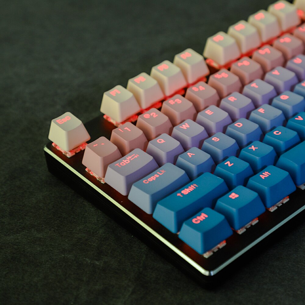 YMDK Double Shot 108 Dyed PBT Shine Through OEM Profile Rainbow Carbon Sunset Hana Keycap For MX Switches Mechanical Keyboard: Night Sunset