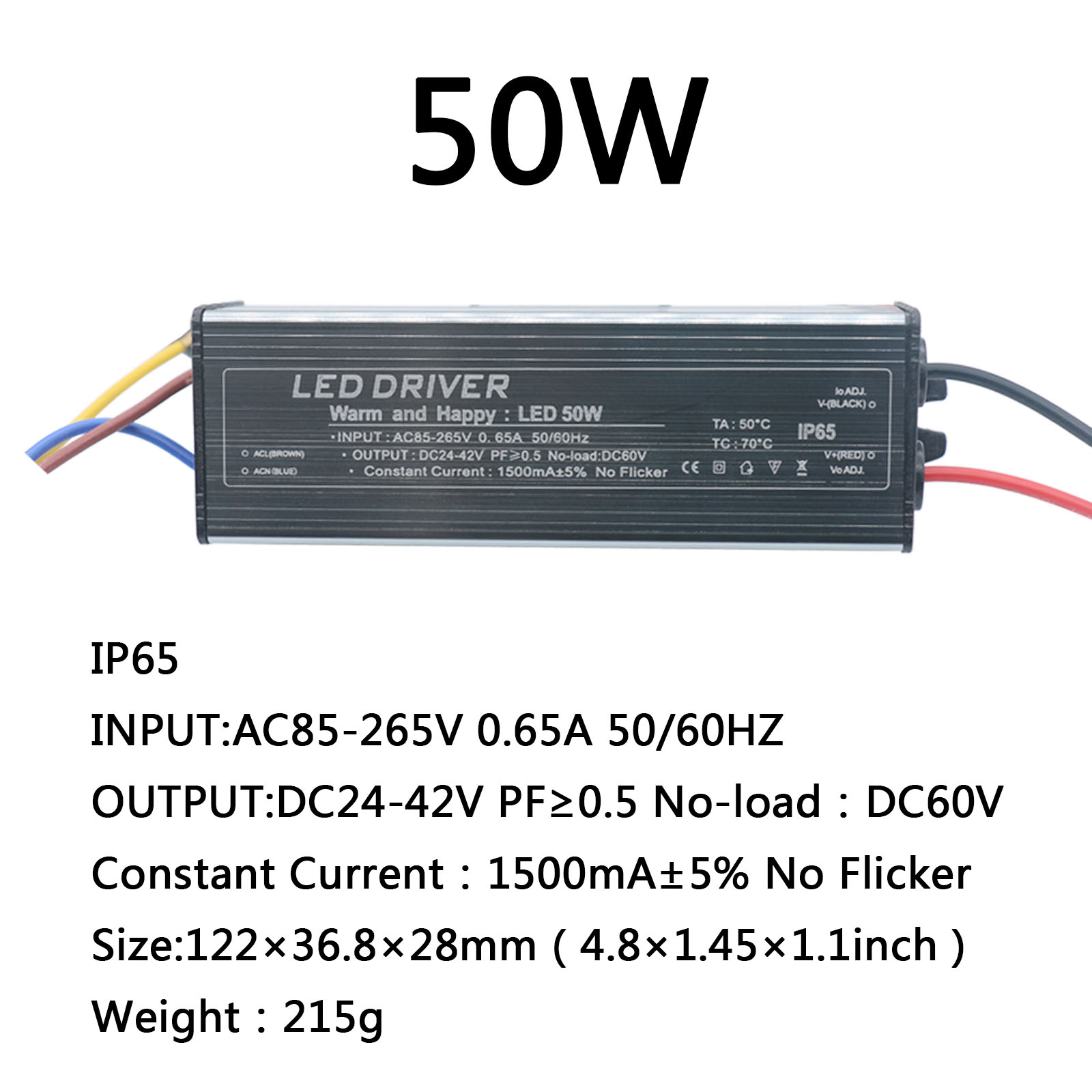 LED Driver 5W 10W 20W 30W 40W 50W 1500mA Power LED Driver light Transformer IP65 Waterproof Adapter for Supply Floodlight DIY: GRAY