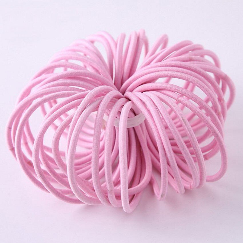 50/100Pcs Colorful Nylon Rubber Bands Elastic Hairbands for Girls Kids Scrunchie Elastic Ponytail Holder Hair Ties Accessories: pink 50pcs