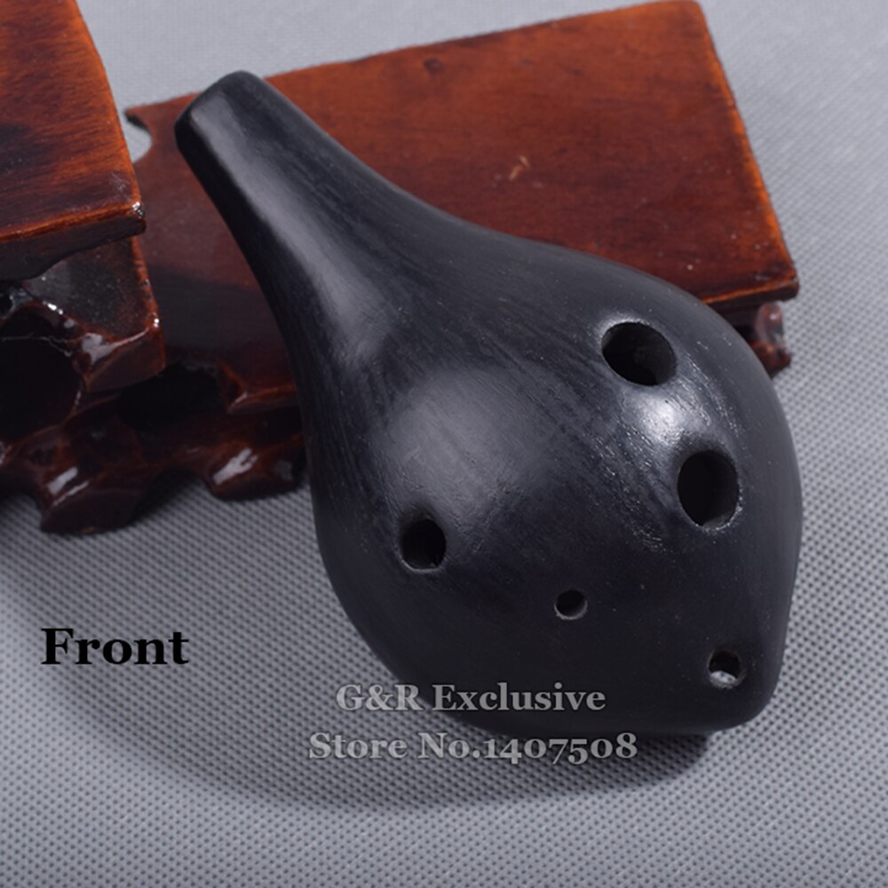 Chińnarty ceramiki czarny Ocarina AC 6 otwory flet instrument muzyczny alt C gliny Flauta dla początkujący prezent