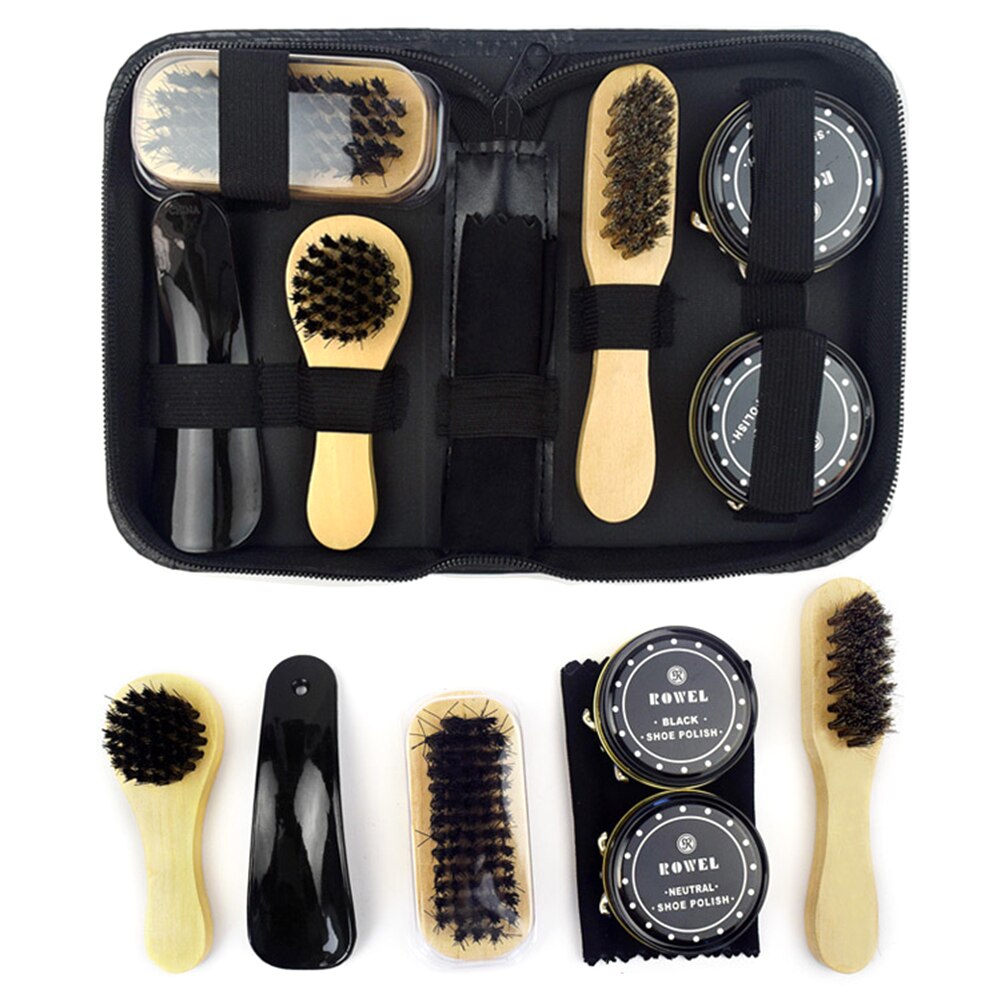 Portable Sneakers Shoe Polish Kit Household Sponge Brushes Father’s Day With Case Birthday Travel Boots Cleaning Tool