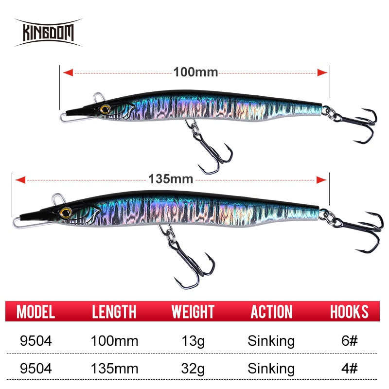 Kongerige fiskeri lokke nåle stick jerkbait fiskeri woblere synkende lokke isca kunstigt fiskegrej blyant fiskeri 9504