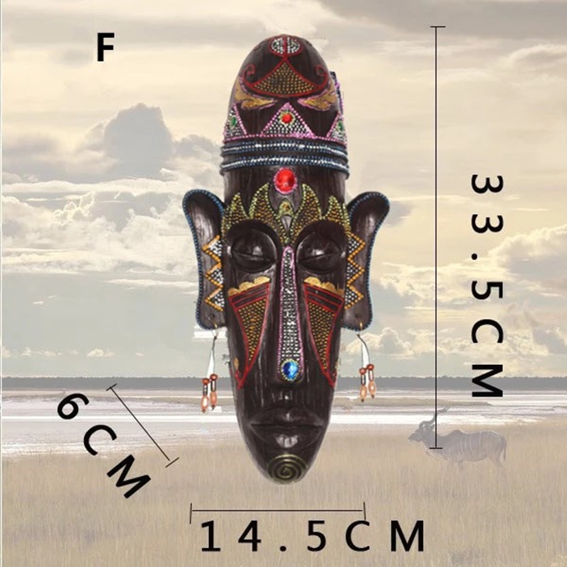 3D Resin Hand-Painted Crafts African Mask Personality Retro Wall Hanging Decoration Home Living Room Bar Decoration