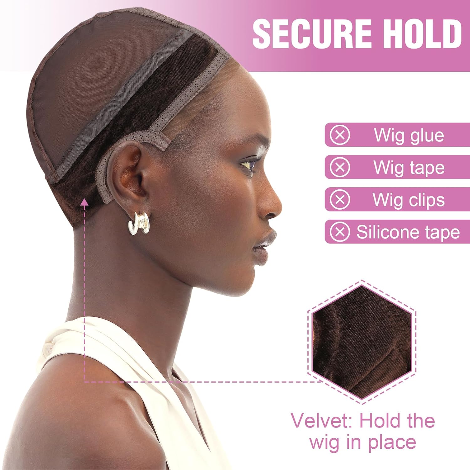 Lace Wig Grip Cap Pruik Grip Band voor Lace Front Pruiken om pruiken op zijn plaats te houden, verstelbare pruik Cap met Grip Band Antislip Cap