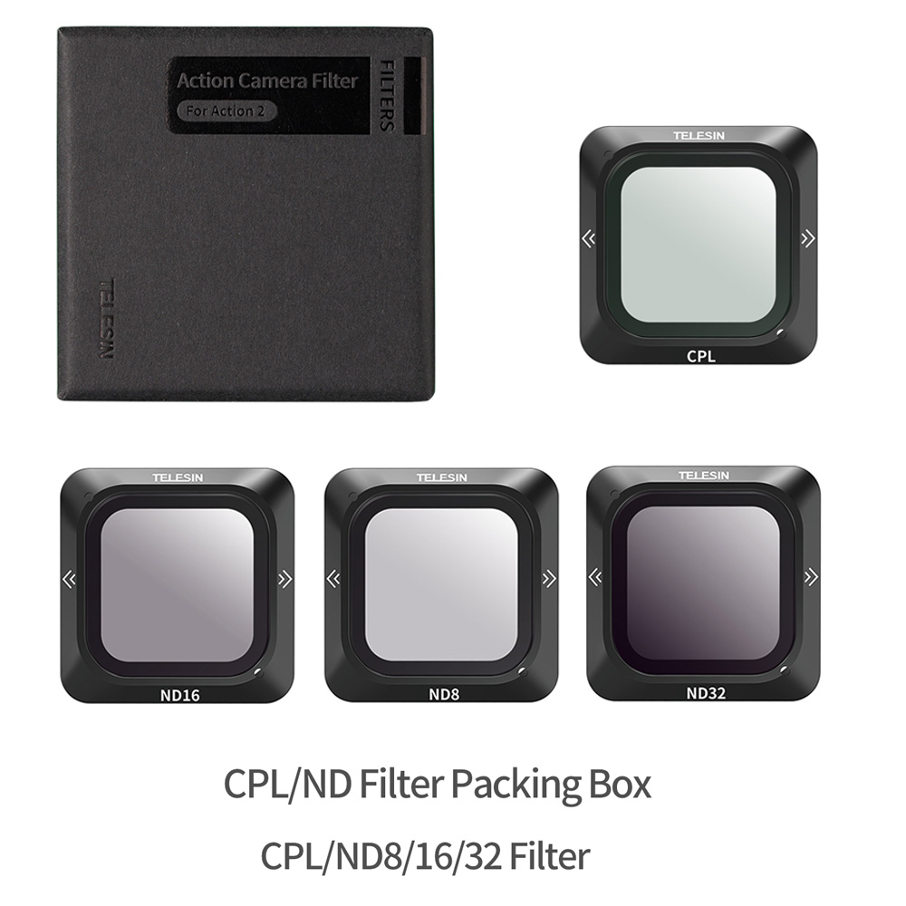 TELESIN-Juego de filtros de lentes ND CPL magnético para cámara DJI Action 2, ND8, ND16, ND32, accesorios de filtro de lentes, marco de aleación de aluminio: CPL ND8 16 32