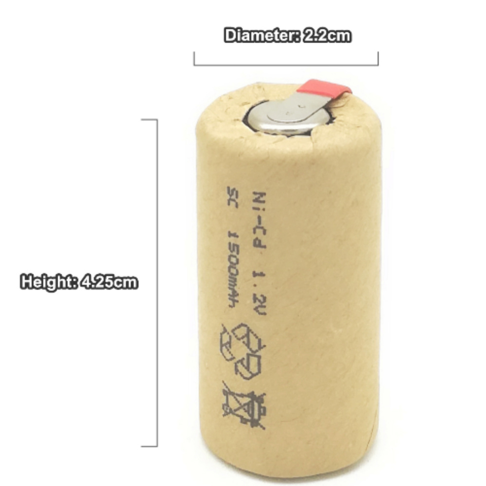 Ni-CD 1.2V SC1500mAh Sub C high power 10C rechargeable battery for Walkie talkie power tools cordless electric drill/Ni Cd 1.2V