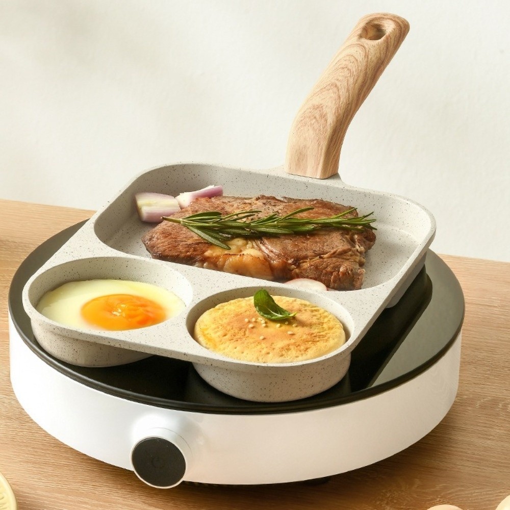 Steakpan 3 in1 ontbijtkoekenpannen multifunctionele anti-verbrandings omeletpan compacte anti-aanbakpan keuken koken
