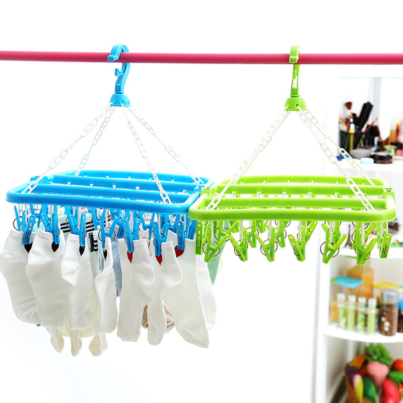 Bæredygtig Tøjbøjle med Clips - Foldbar 33cm - til Sokker og Undertøj
