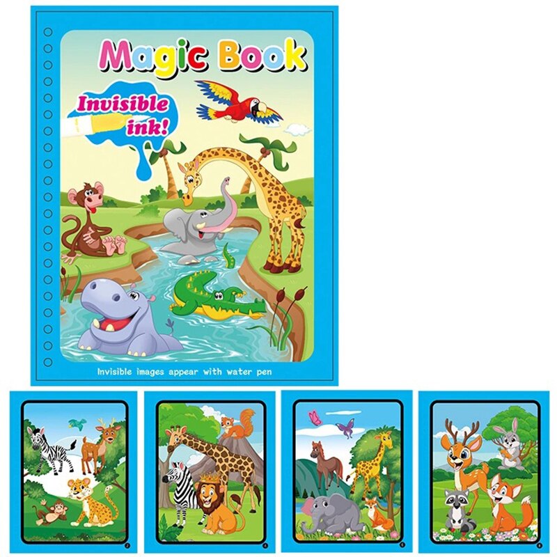 Animal Zoo Princess Magic Water Drawing Book Colorling Mermaid Cartoon Doodle Magic Pen tavolo da disegno giocattoli bambini regali per bambini