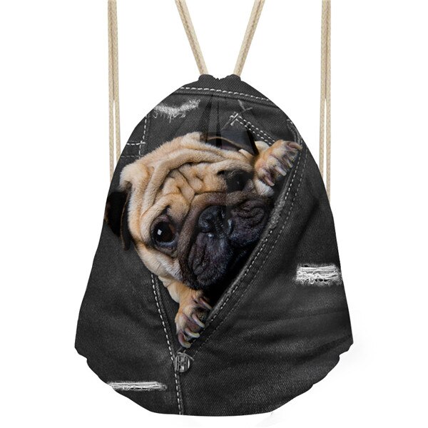 FORUDESIGNS Kleine Frauen Kordelzug Nette 3D Cowboy Haustier Katze Hund Kinder Schule Rucksack Männer Tasche Mochila mujer: CC3321Z3