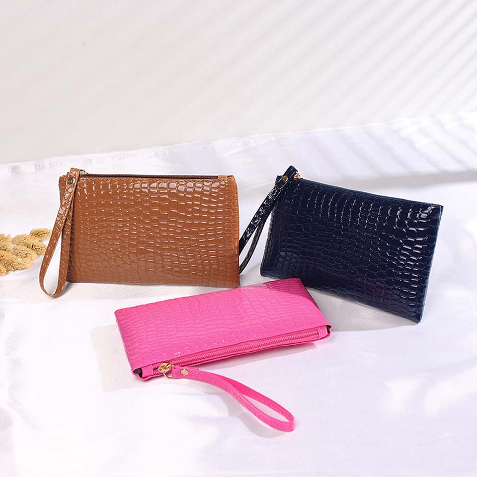 Candy Color wallet Womens Crocodile PU Leather Clutch Handbag Coin Purse Crocodile purse Clutch Super carteras mujer